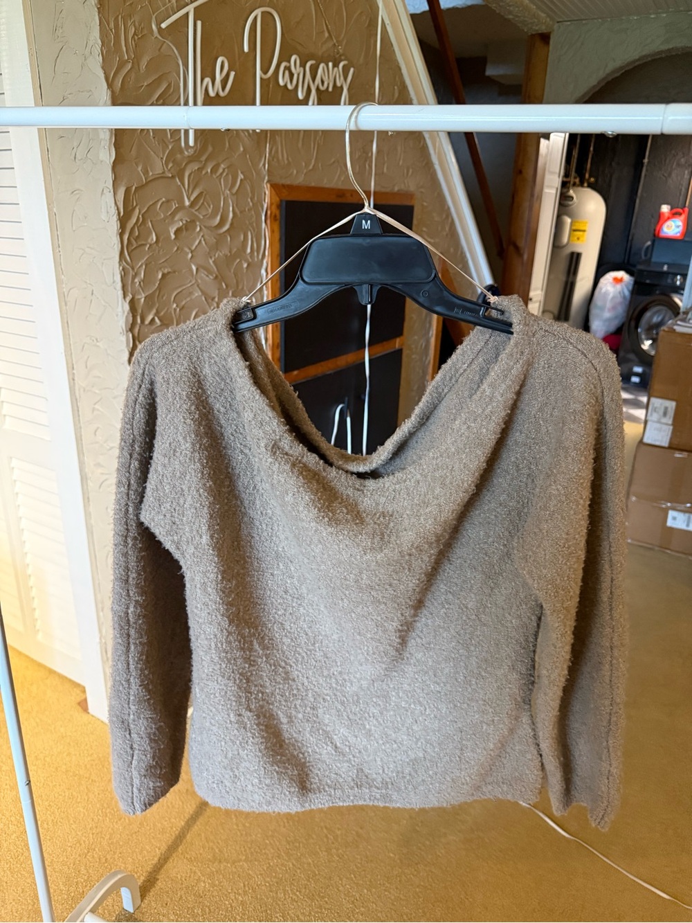 Abercrombie & Fitch Taupe Bouclé Cowl Neck Sweater